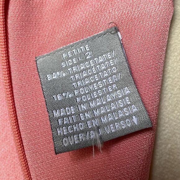 Liz Claiborne Pink Short Sleeved Dress w/ Embroidered Top (Size: 2 Petite) - Picture 12 of 12